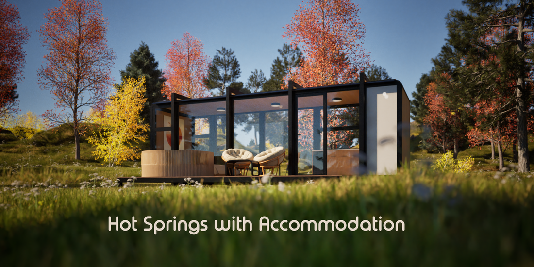 Elsewhere Pods tiny home as a hot spring accommodation. 