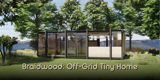 Render of a 8m Elsewhere Pods tiny home in Braidwood, NSW