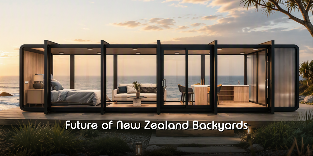 An Elsewhere Pods backyard studio installed in a New Zealand backyard
