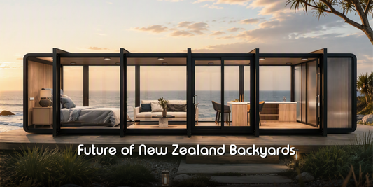 An Elsewhere Pods backyard studio installed in a New Zealand backyard